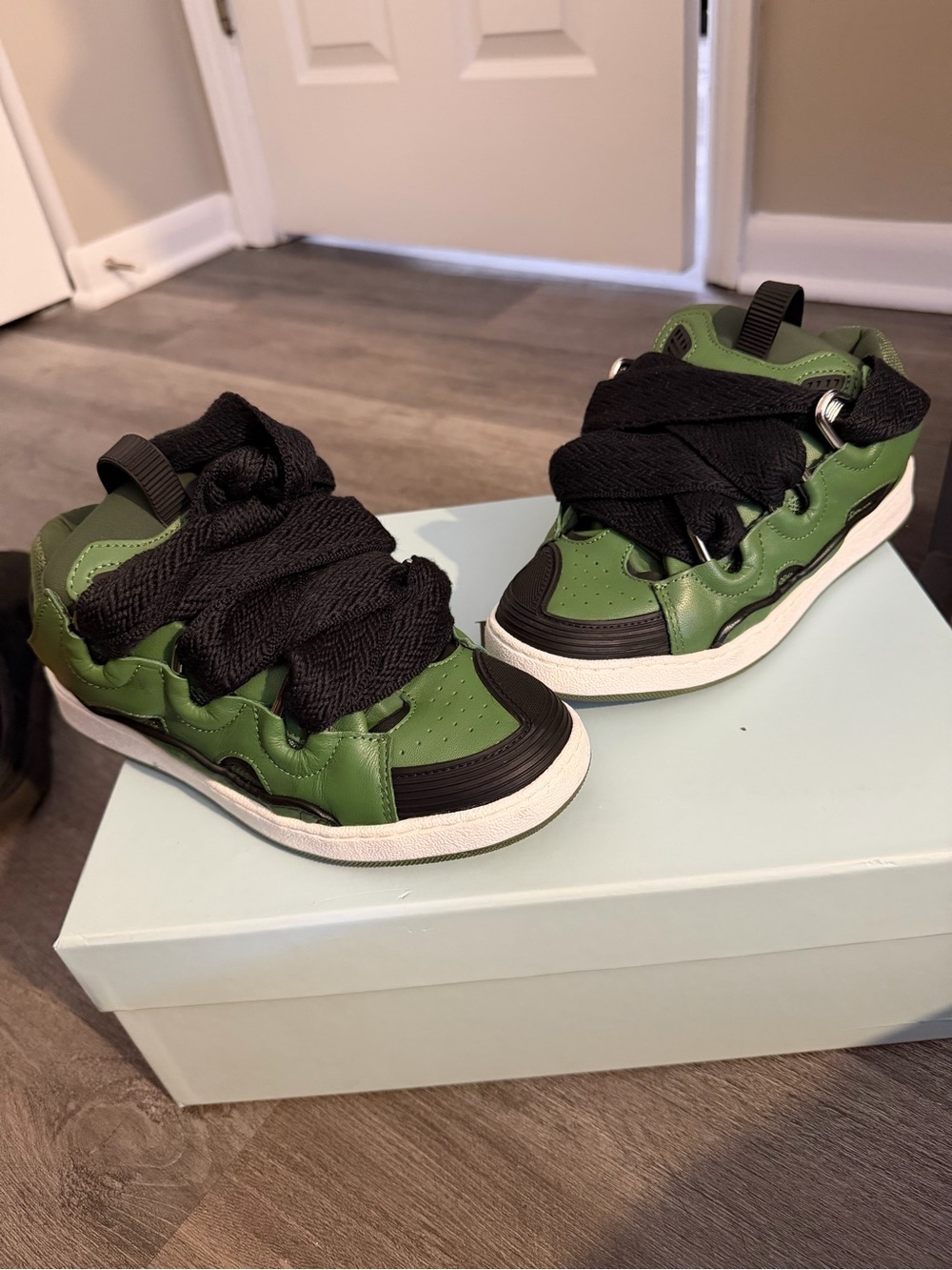 Lanvin Kids Green and Black Low-Top Sneakers